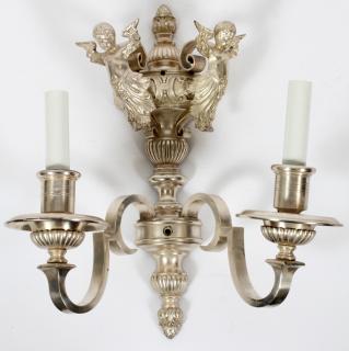 Appraisal: LIGHT SCONCE LIGHT SCONCE W L Sconce is silver plate