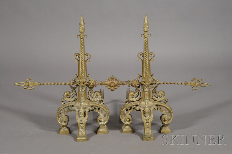 Appraisal: Pair of Large Bronze Renaissance Revival Chenet mid-late th century