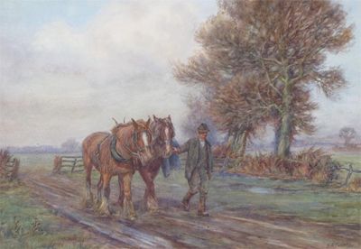 Appraisal: A E Toops early th Century A farmer with shire