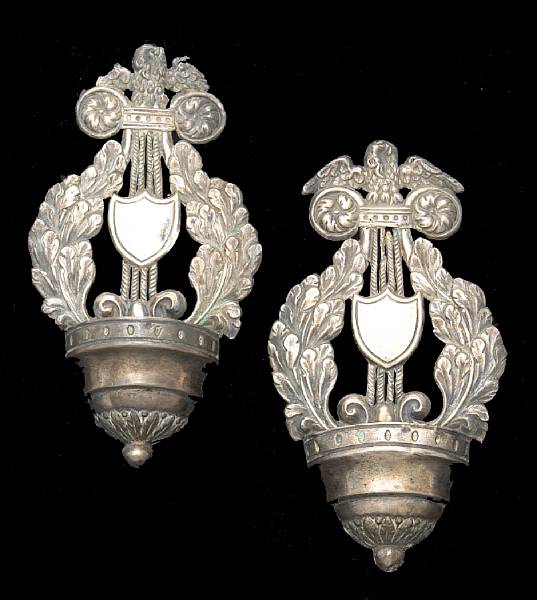 Appraisal: An Italian standard silver pair of holy water wall stoupsVenice