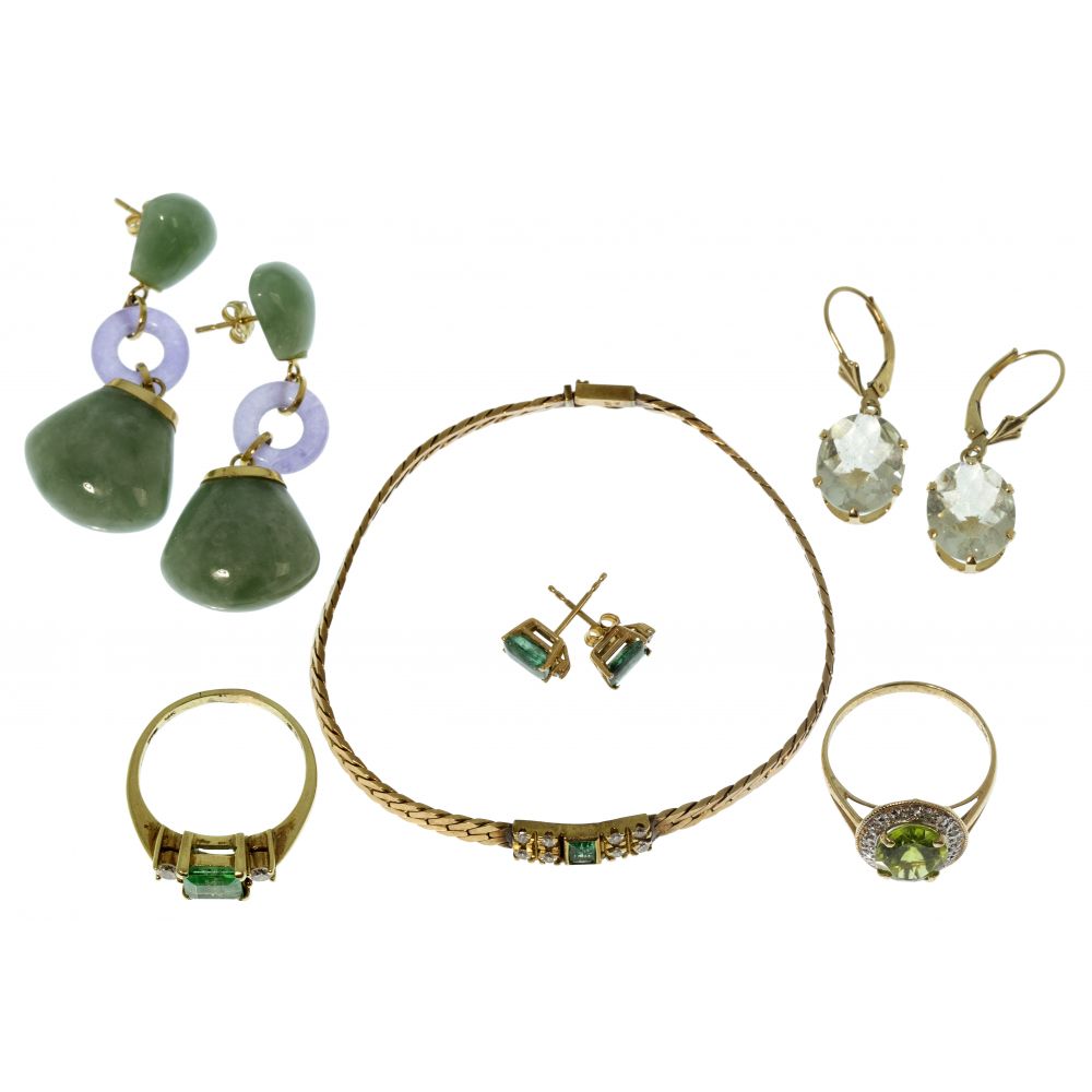 Appraisal: K YELLOW GOLD AND GEMSTONE JEWELRY ASSORTMENT items including an