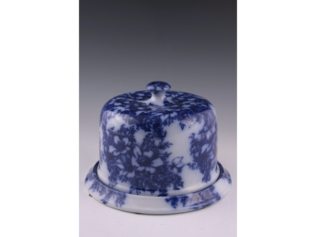 Appraisal: English Flow Blue Cheese Dome marked on underside by Burleigh