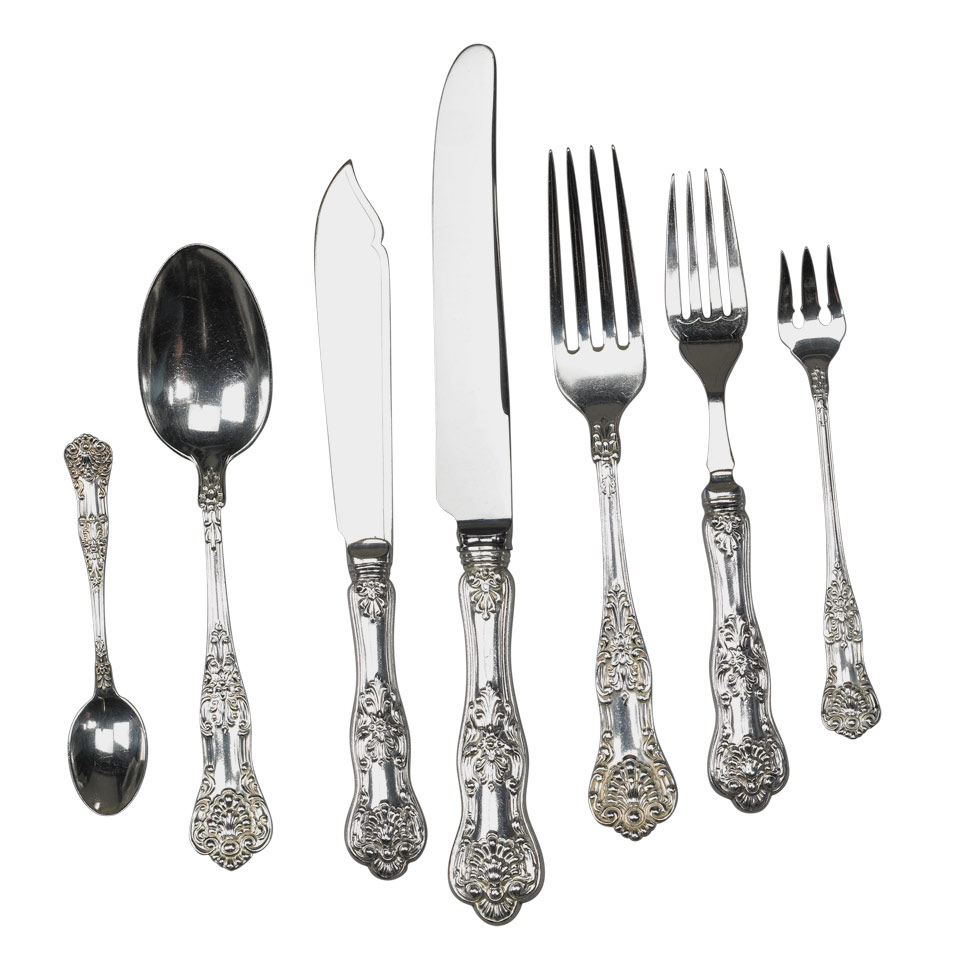 Appraisal: Canadian Silver Queens Pattern Flatware Service Henry Birks Sons Montreal