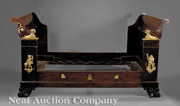 Appraisal: A Louis Philippe Gilt Bronze-Mounted Carved Mahogany Sleigh Bed th