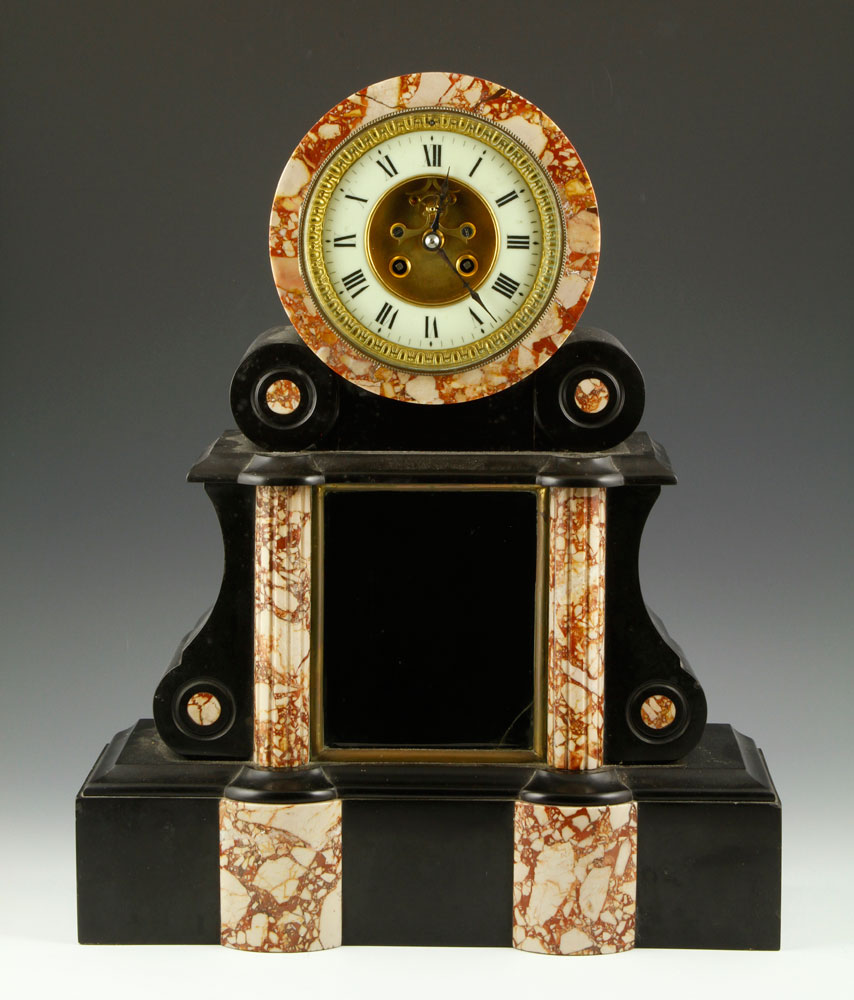 Appraisal: - th C French Slate Mantle Clock th century French