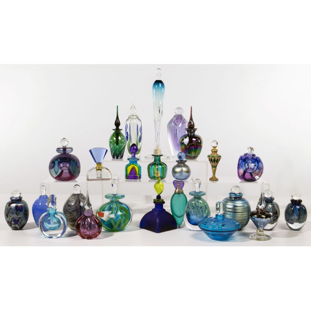 Appraisal: ART GLASS PERFUME BOTTLE ASSORTMENT items most signed makers including