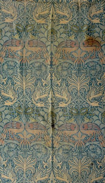 Appraisal: WILLIAM MORRIS Wool portiere woven with peacocks and large blooms