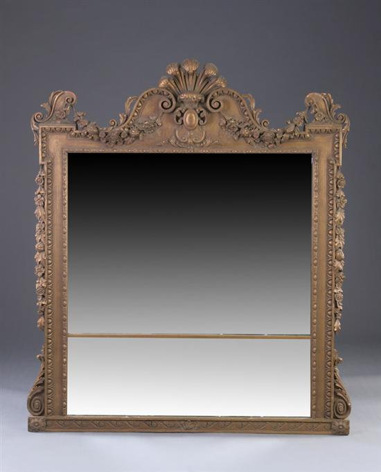 Appraisal: GEORGE III STYLE OVERMANTEL MIRROR th century Broken-arch pediment with