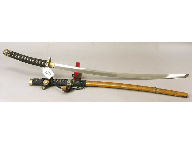 Appraisal: Contemporary Samurai Sword in hand lacquered scabbard with custom mounts