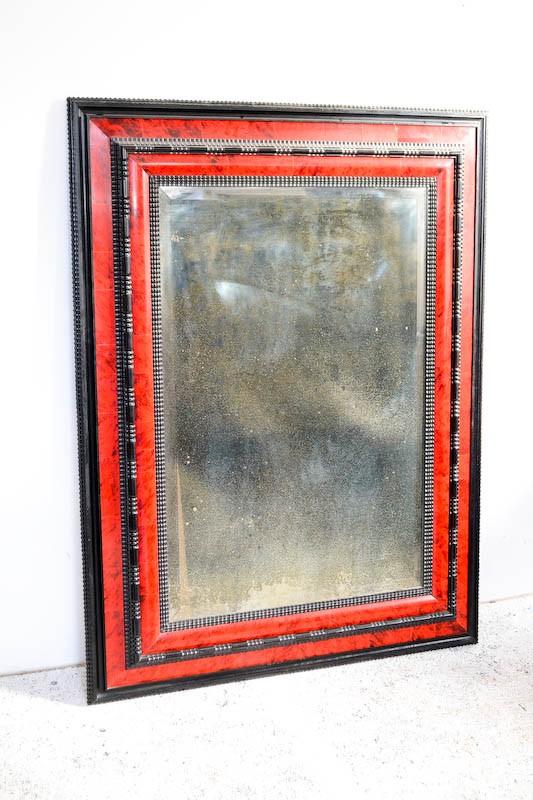 Appraisal: A LARGE WALL MIRROR IN RED TORTOISE SHELL FRAME BY