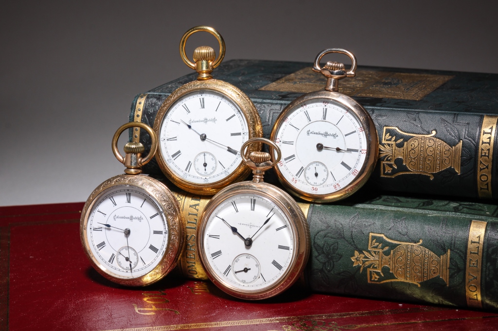 Appraisal: FOUR OPEN FACE COLUMBUS POCKET WATCHES - S American th