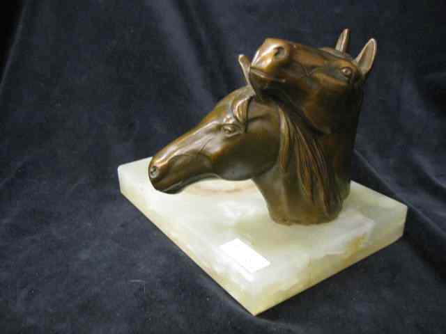 Appraisal: Deco Bronzed Onyx Dish figural horse head decor '' x