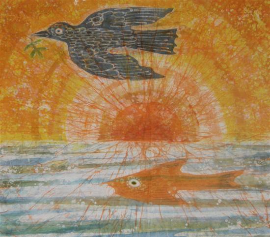 Appraisal: Thetis Blacker - British 'Noah's Dove' batik painting PROVENANCE Thetis