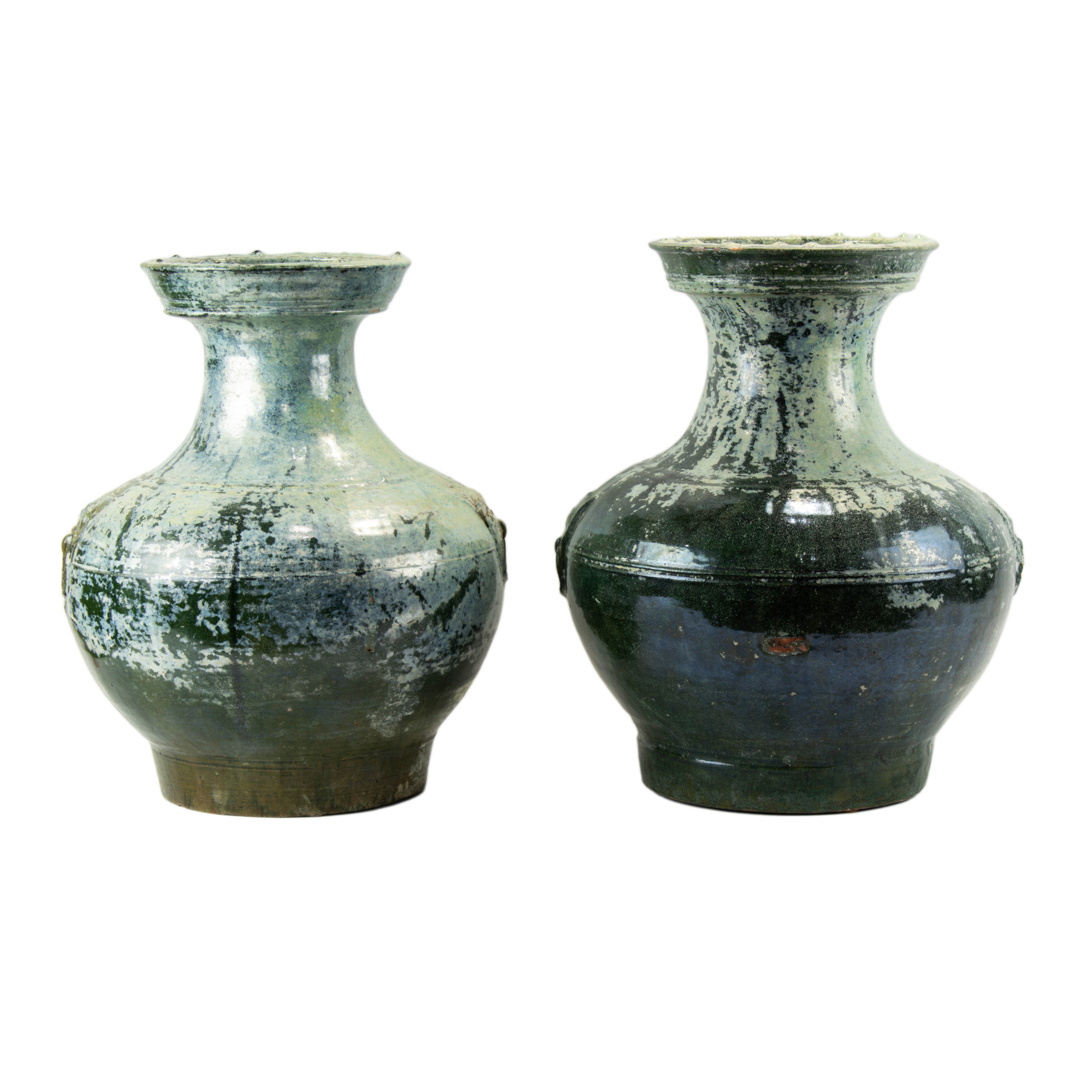 Appraisal: PAIR OF CHINESE HAN DYNASTY POTTERY VESSELS Pair of Chinese