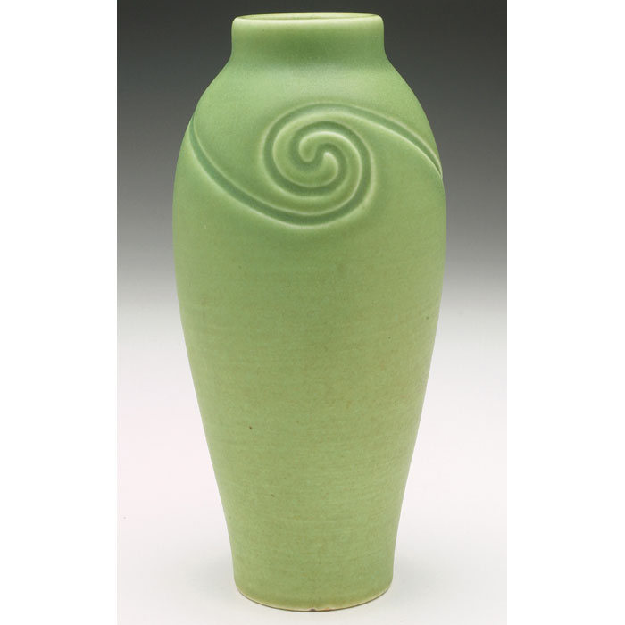 Appraisal: Rookwood vase swollen shape with spiral designs at top covered