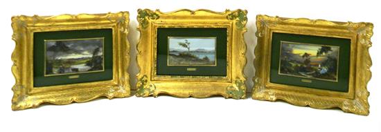 Appraisal: Three miniature landscapes in gilt frames acrylic or oil paint