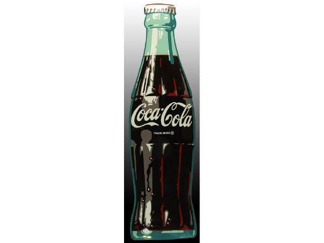 Appraisal: Tin Coca-Cola Die-Cut Bottle Sign Description Light wear with a