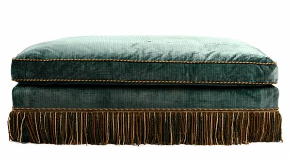 Appraisal: A contemporary velvet upholstered banquette height in width ft in