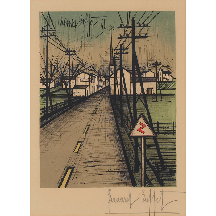 Appraisal: Bernard Buffet French - ''Road Sign '' color lithograph ''