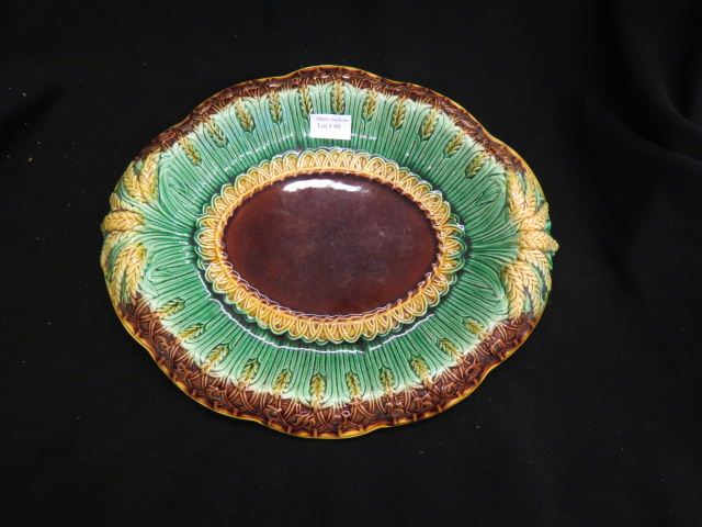 Appraisal: Majolica Pottery Oval Bread Tray saying wheat decor x