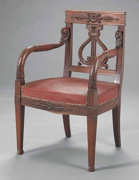 Appraisal: A Fine French Carved Mahogany Fauteuil c generously modeled incurvate