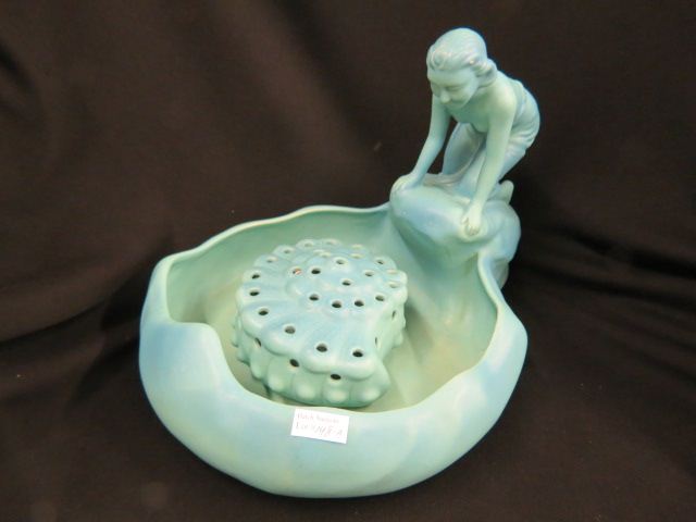 Appraisal: Van Briggle Pottery Figural Planter maiden on rock looking down