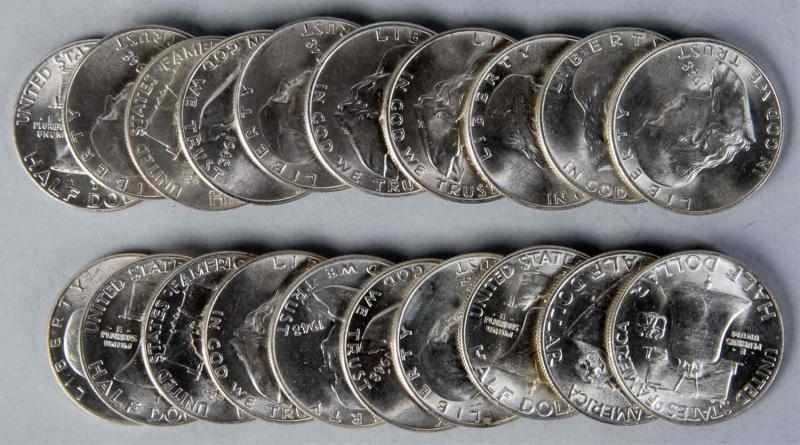 Appraisal: BU Roll of Franklin Half Dollars Description coins