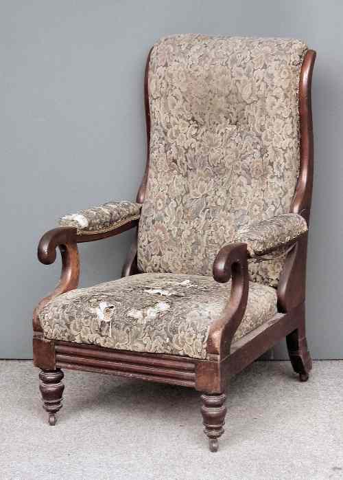 Appraisal: A William IV mahogany framed patent open arm reclining easy