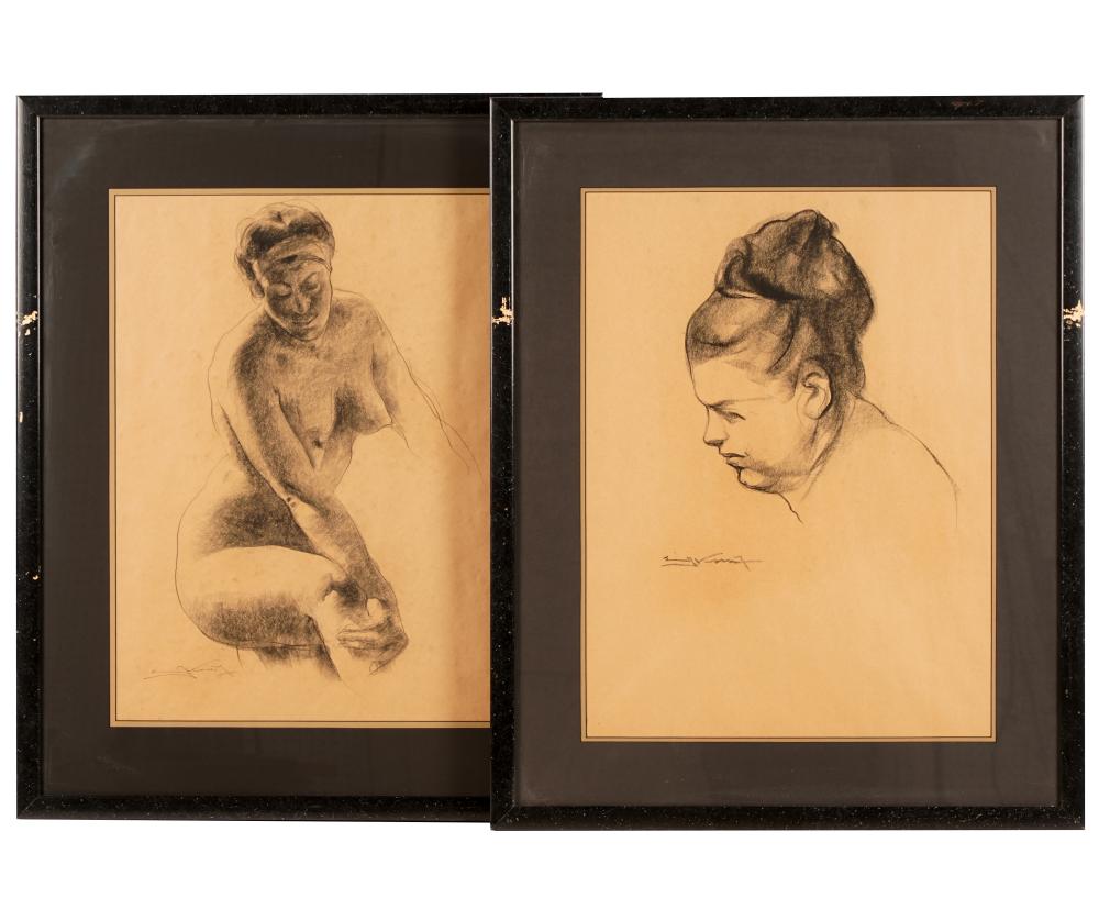 Appraisal: EMIL KOSA JR - TWO WORKSeach charcoal on paper each