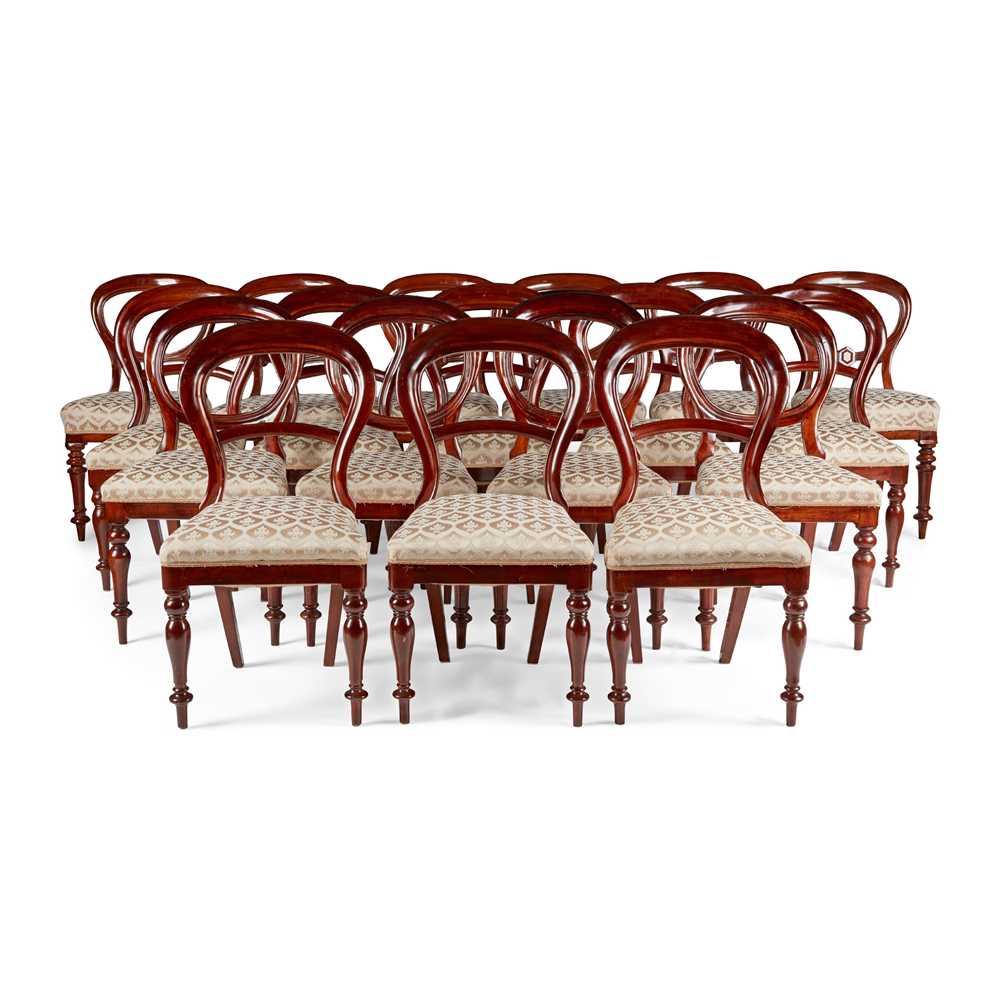 Appraisal: MATCHED SET OF EIGHTEEN VICTORIAN MAHOGANY BALLOON-BACK DINING CHAIRS MID