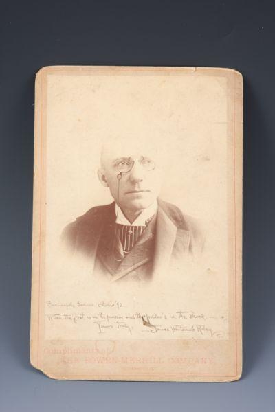 Appraisal: James Whitcomb Riley - signed cabinet card inscribed Indianapolis Indiana