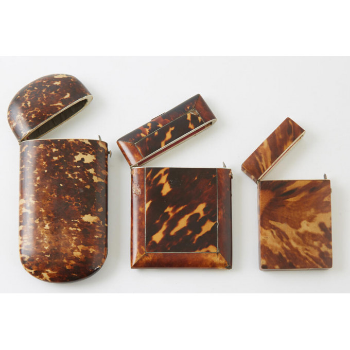 Appraisal: Three English Tortoise Shell and Bone Calling Card Holders th