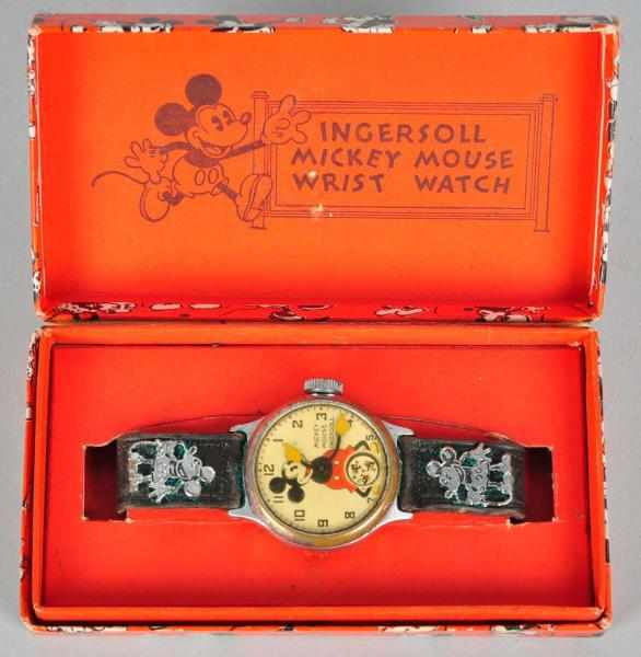 Appraisal: Ingersoll Disney Mickey Mouse Wrist Watch Description Working sporadically Leather