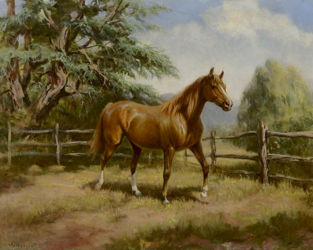 Appraisal: Ranch Horse in Corral by Olaf Wieghorst Olaf Wieghorst -