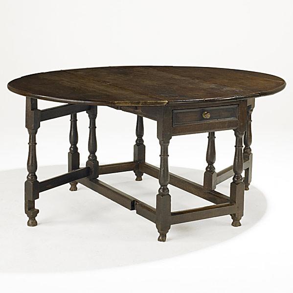 Appraisal: ENGLISH GATE-LEG TABLEOak with drop-leaf with two drawers th c