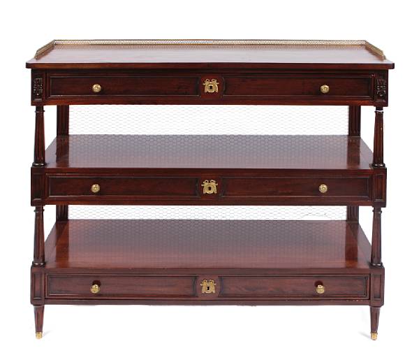 Appraisal: A Louis XVI mahogany etagere th century the top tier