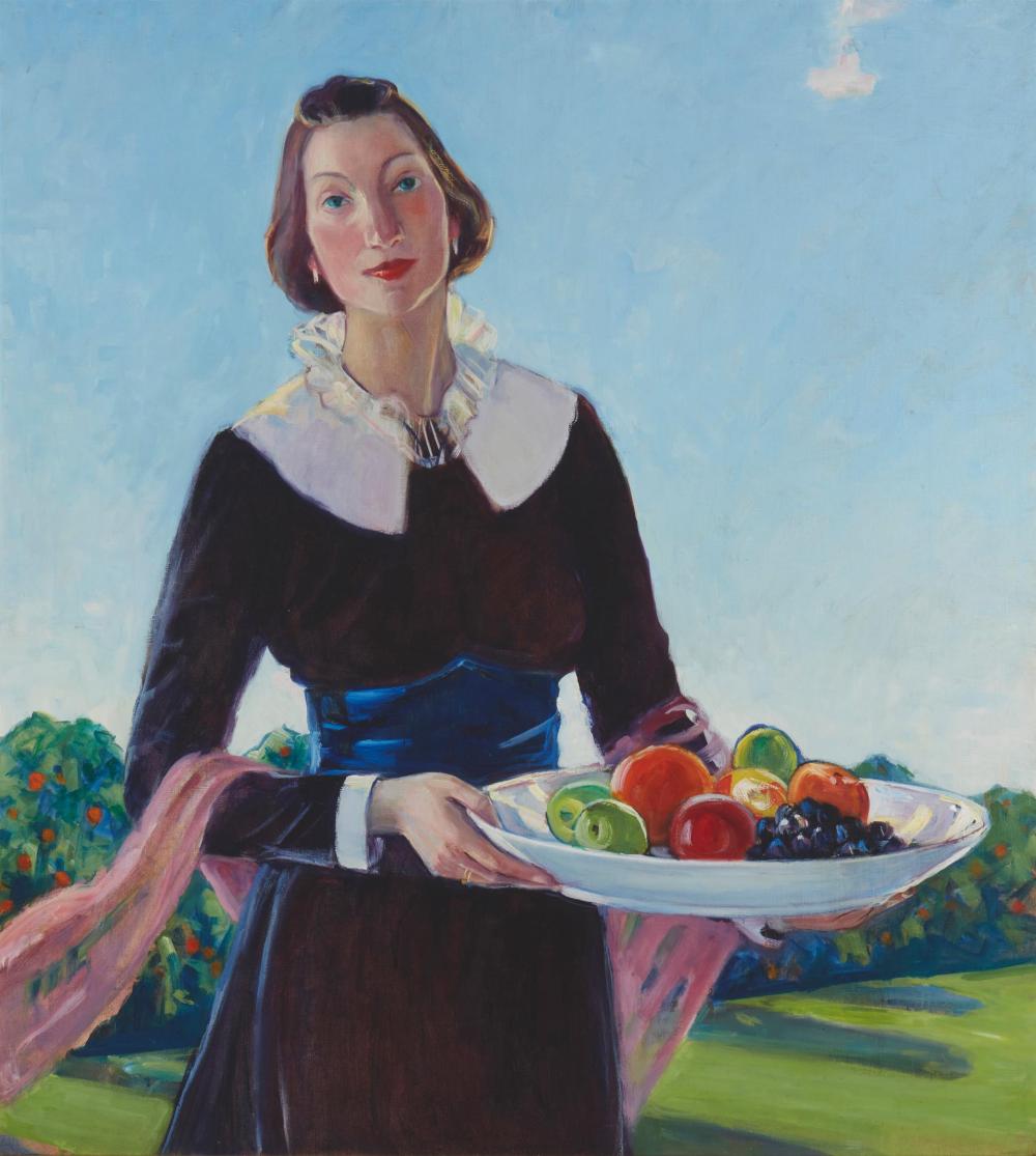 Appraisal: Helena Adele Dunlap - Los Angeles CA Fruit Server Oil