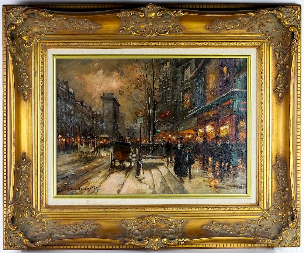 Appraisal: French Parisian Oil Painting after Edouard Leon Cortes Edouard Leon