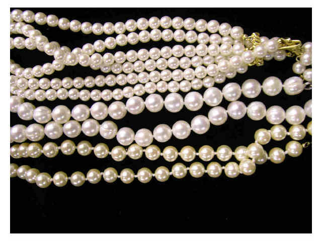 Appraisal: Three faux pearl necklaces including triple strand strand and strand