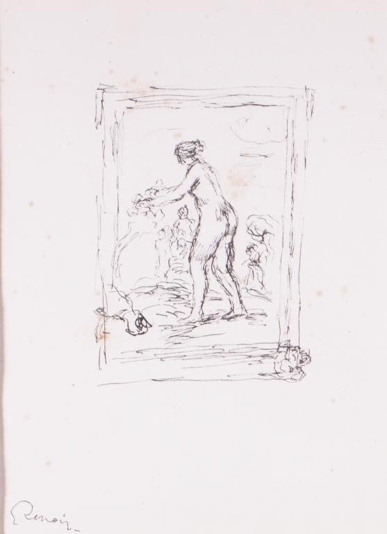 Appraisal: Lithograph of nude bathers by Pierre-Auguste Renoir French - Signed