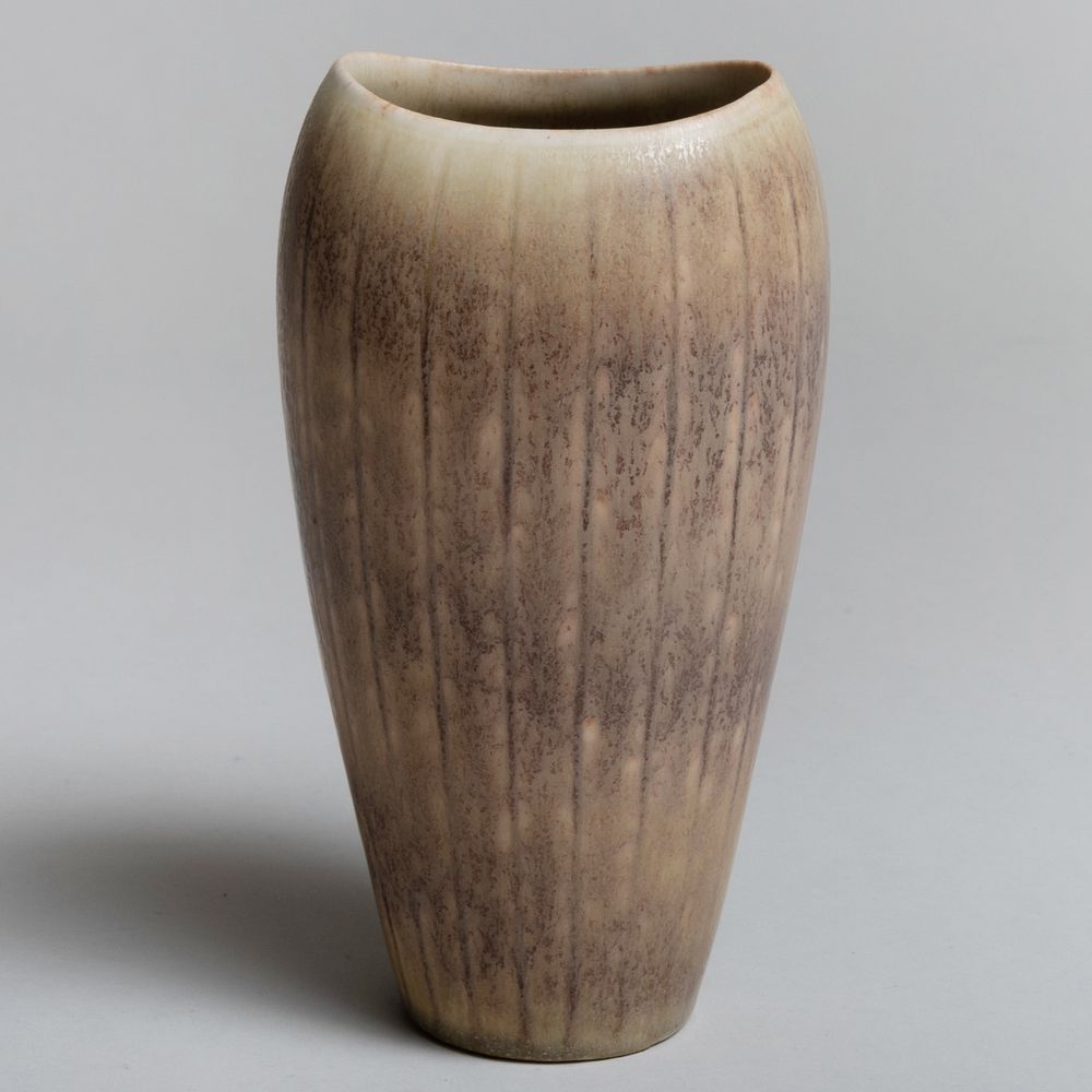 Appraisal: Gunnar Nyland 'Hares Fur' Glazed Stoneware Vase for Rorstrand Incised