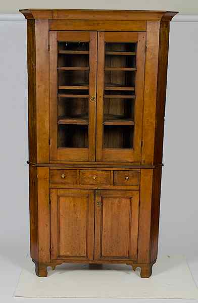 Appraisal: Cherry Corner Cupboard American probably Ohio or Pennsylvania st quarter