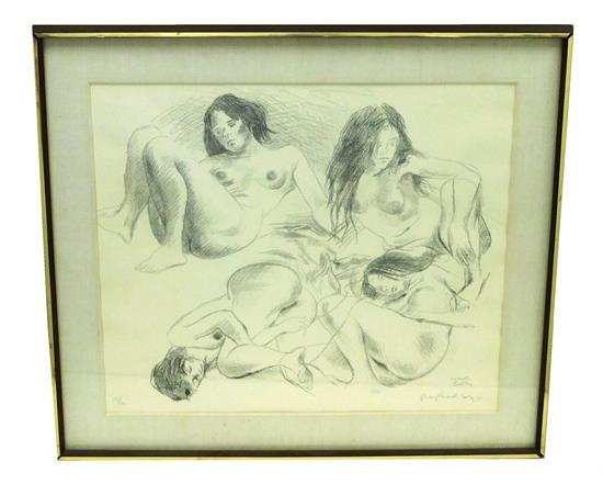 Appraisal: Raphael Soyer Russian-American - lithograph depicting four nude women in