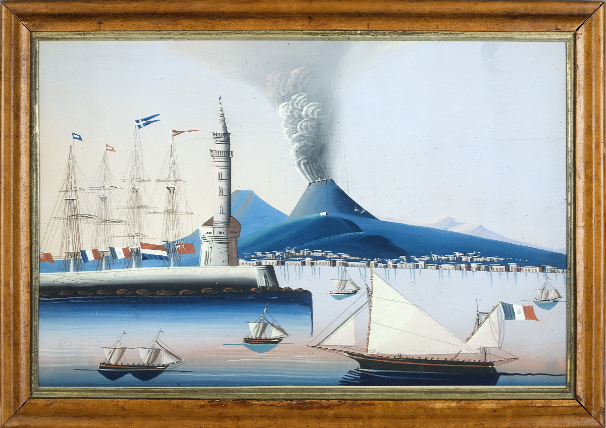 Appraisal: VESUVIUS ERUPTING IN THE BAY OF NAPLES Depicted with fort