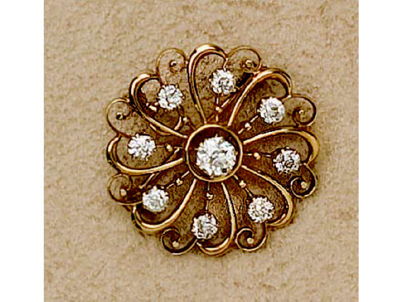 Appraisal: DIAMOND STARBURST PENDANT BROOCH Yellow gold starburst set with nine