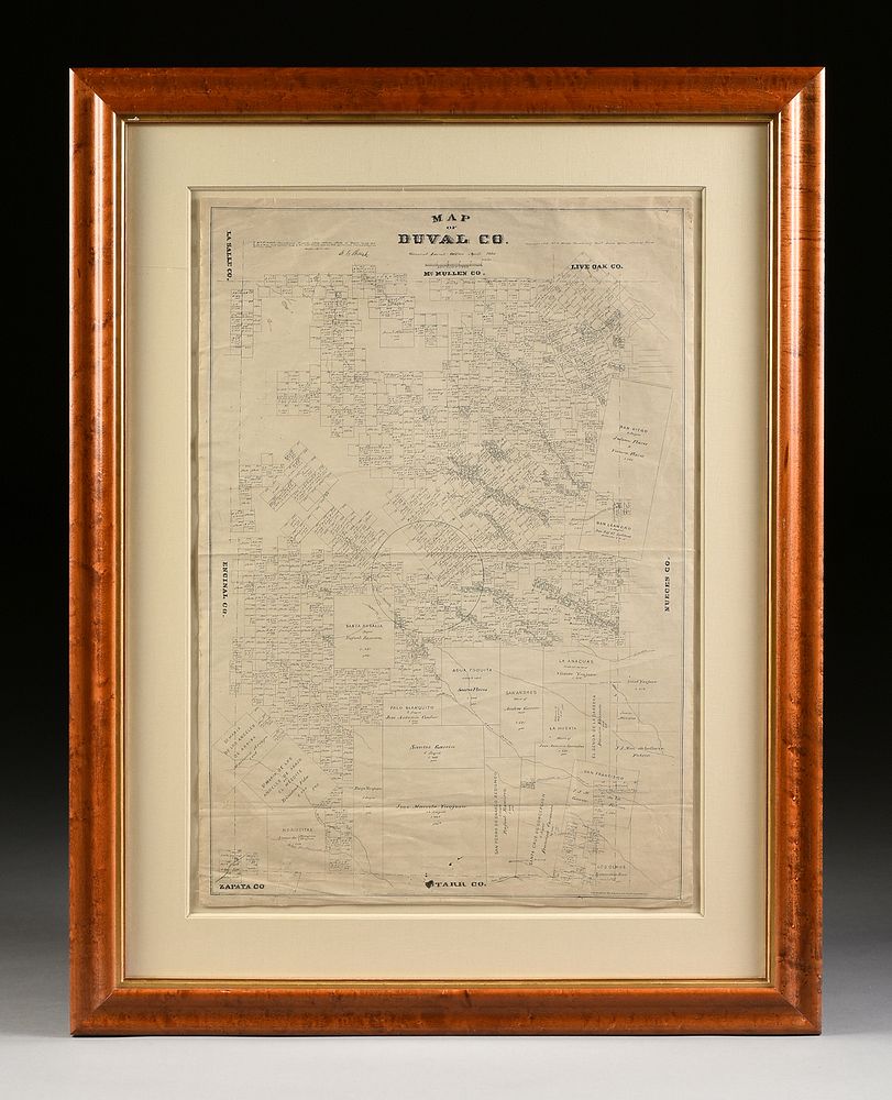 Appraisal: AN ANTIQUE CADASTRAL MAP Map of Duval Co General Land