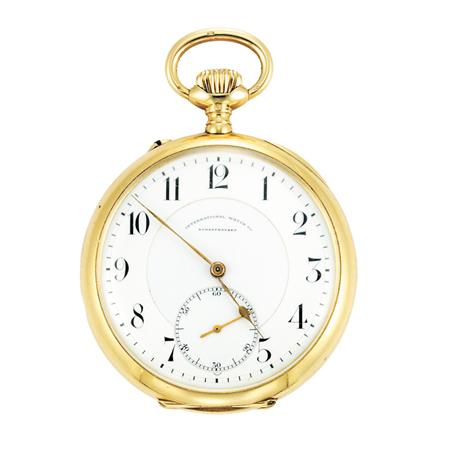 Appraisal: Antique Gold Open Face Pocket Watch International Watch Co Schaffhausen