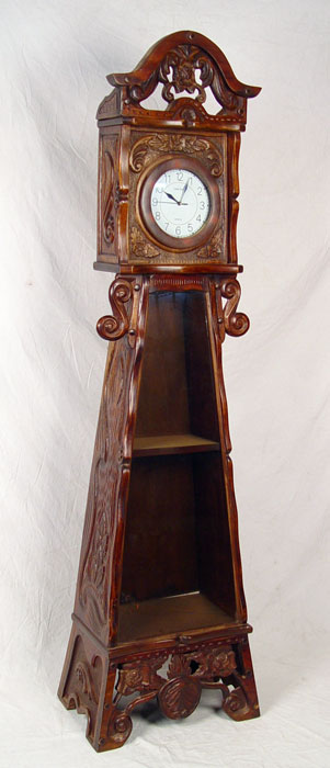 Appraisal: ORNATE CARVED WOOD CASE GRANDFATHER CLOCK Carved wood case with