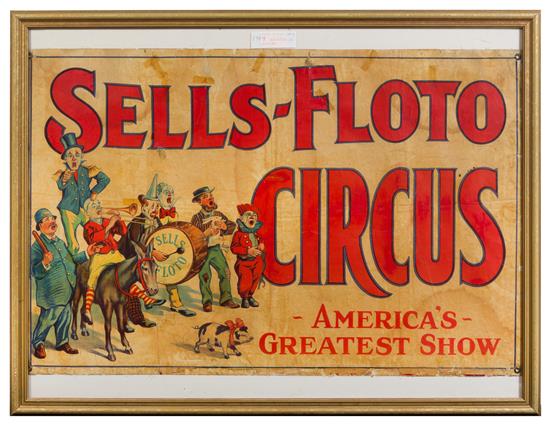 Appraisal: Sale Lot CIRCUS SELLS-FLOTO Poster America's Greatest Show x inches