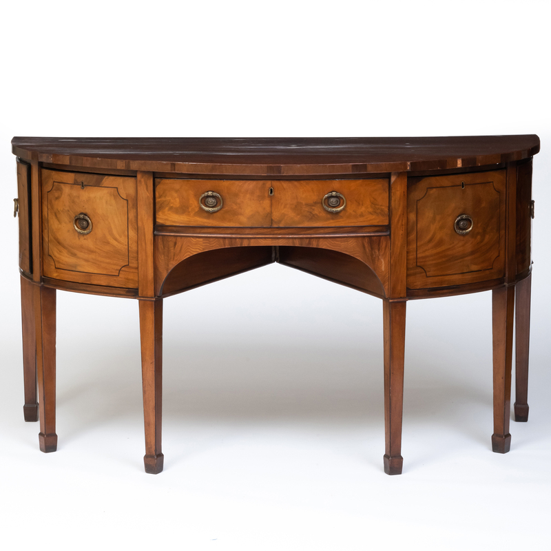 Appraisal: George III Inlaid Mahogany D-Shape Sideboard x ft x in